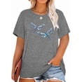 thumbnail image 1 of XCHQRTI Women's Dragonfly Tee Shirts Plus Size Graphic Tshirts Flower Oversized Tops with Dragonflies Short Sleeve, 1 of 6