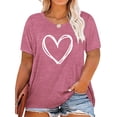 thumbnail image 1 of XCHQRTI Women's Love Heart T Shirts Leopard Printed Valentine's Day Tees Plus Size Short Sleeve T-shirt Tops, 1 of 2