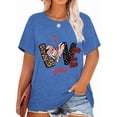 thumbnail image 1 of XCHQRTI Women's Love Heart T Shirts Leopard Printed Valentine's Day Tees Short Sleeve Plus Size Tops, 1 of 6
