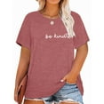 thumbnail image 1 of XCHQRTI Women's Plus Be Kind Shirt Double Sided Graphic Letter Inspirational Tshirt, 1 of 3