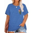 thumbnail image 1 of XCHQRTI Women's Plus Flower Shirt Double Sided Graphic Letter Positive Tshirt, 1 of 3