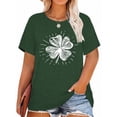 thumbnail image 1 of XCHQRTI Women's St. Patrick's Day Plus T Shirt Lucky Clover Graphic Tee Casual Green Tops, 1 of 9