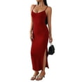 thumbnail image 1 of XCHQRTI Women's V Neck Slip Long Dresses Spaghetti Strap Bodycon Sexy Elegant Dress, 1 of 8