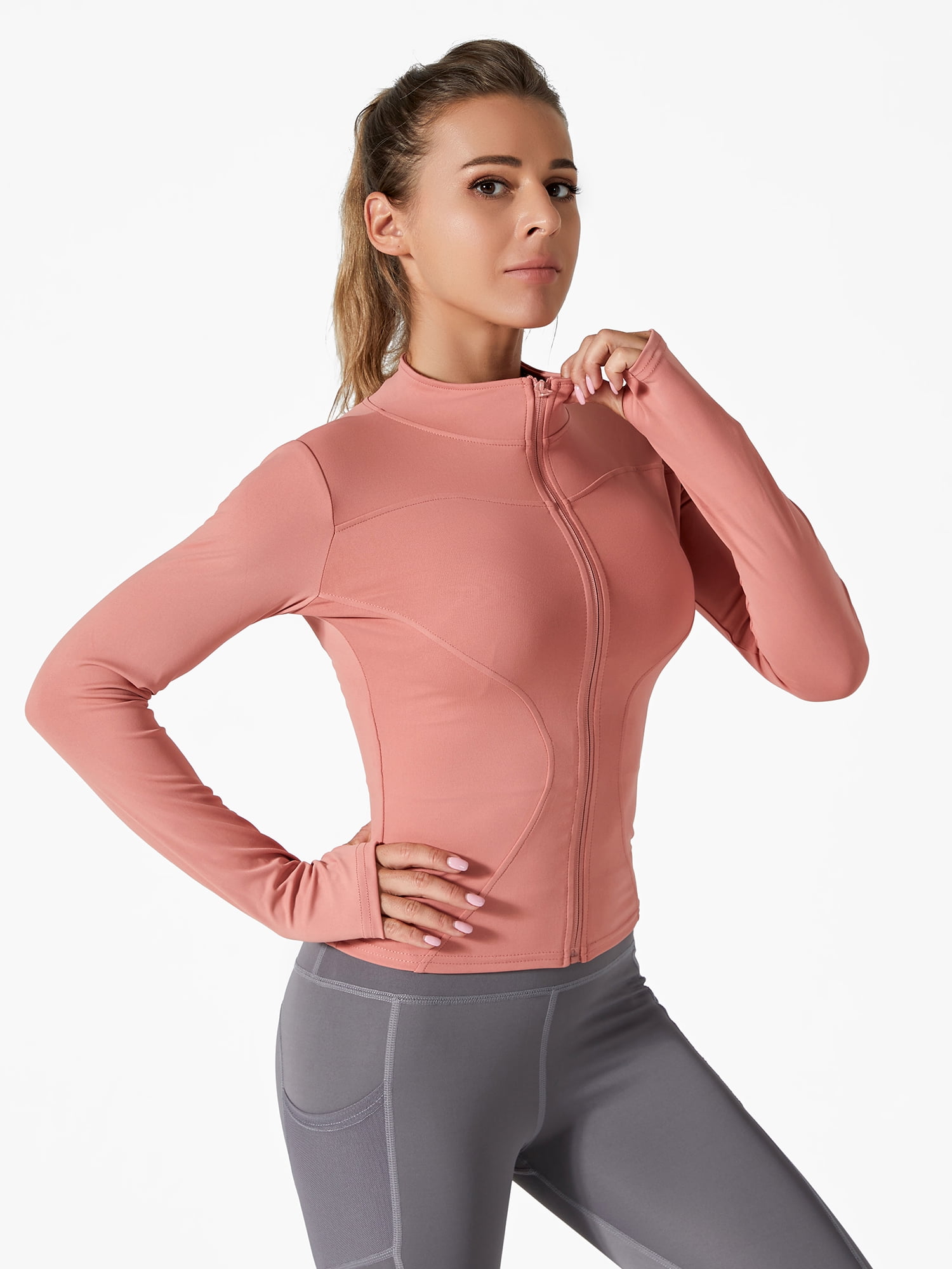 XCHQRTI Women's Yoga Jacket Quick Drying Long Sleeve Shirt Breathable