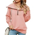 thumbnail image 1 of XCHQRTI Women's Zipper Sweatshirt V Neck Lapel Hoodie Long Sleeve Pullover Loose Fit Fall Sweatshirt, 1 of 8