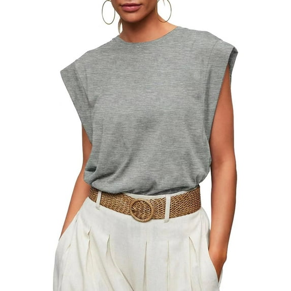 XCHQRTI Womens Cap Sleeve Vest Summer Tank Top Casual Basic Tees Trendy Loose Tshirt