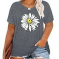 thumbnail image 1 of XCHQRTI Womens Daisy Tshirt Graphic Plus Size Casual Shirt Oversized Short Sleeve Summer Flower Tops, 1 of 6