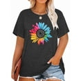 thumbnail image 1 of XCHQRTI Womens Daisy Tshirt Graphic Plus Size Casual Shirt Oversized Short Sleeve Summer Flower Tops, 1 of 10