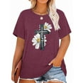 thumbnail image 1 of XCHQRTI Womens Daisy Tshirt Graphic Plus Size Casual Shirt Oversized Short Sleeve Summer Flower Tops, 1 of 8