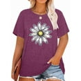thumbnail image 1 of XCHQRTI Womens Daisy Tshirt Graphic Plus Size Casual Shirt Oversized Short Sleeve Summer Flower Tops, 1 of 8