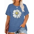 thumbnail image 1 of XCHQRTI Womens Daisy Tshirt Graphic Plus Size Casual Shirt Oversized Short Sleeve Summer Flower Tops, 1 of 7