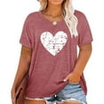 thumbnail image 1 of XCHQRTI Womens Love Heart T-Shirts Valentine's Day Graphic Tees Short Sleeve Plus Size Tops, 1 of 3