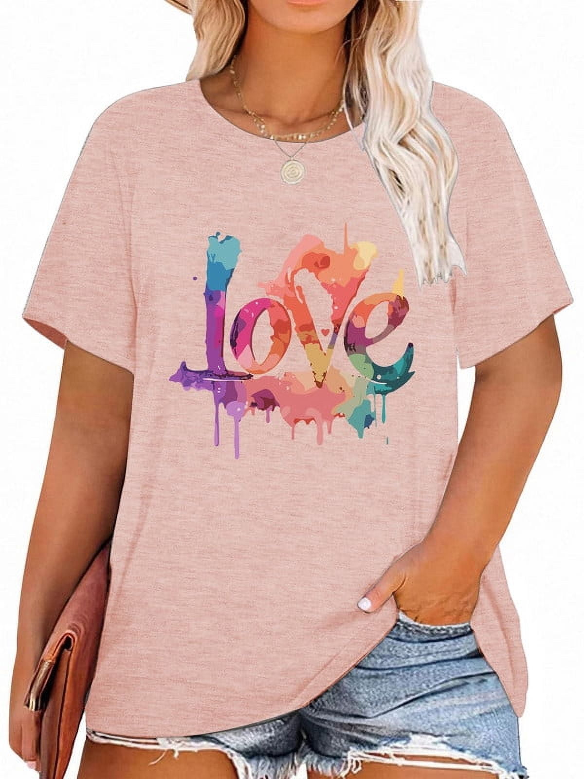T2Love - Short Sleeve Boxy Top with Heart Outline, White main image 0