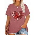 thumbnail image 1 of XCHQRTI Womens Love Heart T-Shirts Valentine's Day Graphic Tees Short Sleeve Plus Size Tops, 1 of 7