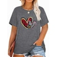 thumbnail image 1 of XCHQRTI Womens Love Heart T-Shirts Valentine's Day Graphic Tees Short Sleeve Plus Size Tops, 1 of 2