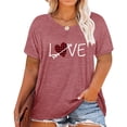 thumbnail image 1 of XCHQRTI Womens Love Heart T-Shirts Valentine's Day Graphic Tees Short Sleeve Plus Size Tops, 1 of 4