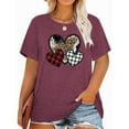 thumbnail image 1 of XCHQRTI Womens Love Heart T-Shirts Valentine's Day Graphic Tees Short Sleeve Plus Size Tops, 1 of 3