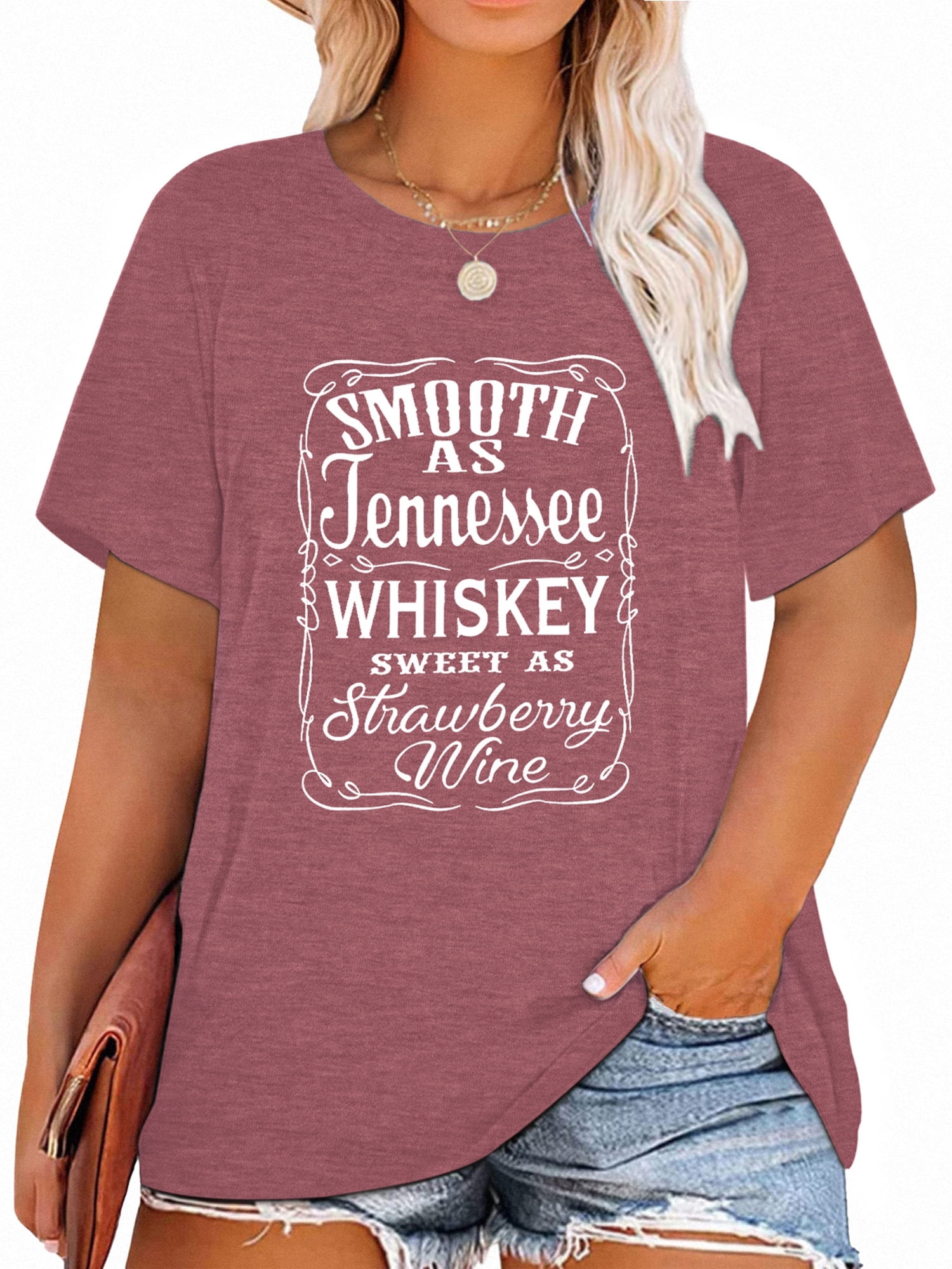 XCHQRTI Womens Plus Size Graphic Tshirt, Smooth As Tennessee