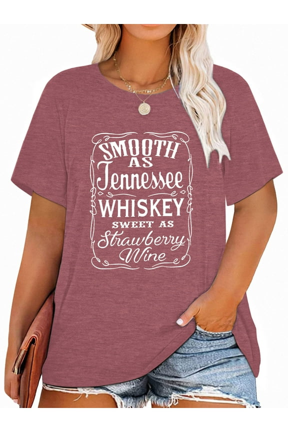 Womens Music Plus Size Tshirt Graphic Smooth As Tennessee Whiskey Oversized Tops Short Sleeve Tshirt