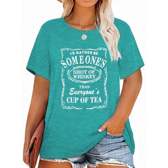 XCHQRTI Womens Music Plus Size Tshirt Graphic Smooth As Tennessee Whiskey Oversized Tops Short Sleeve Tshirt