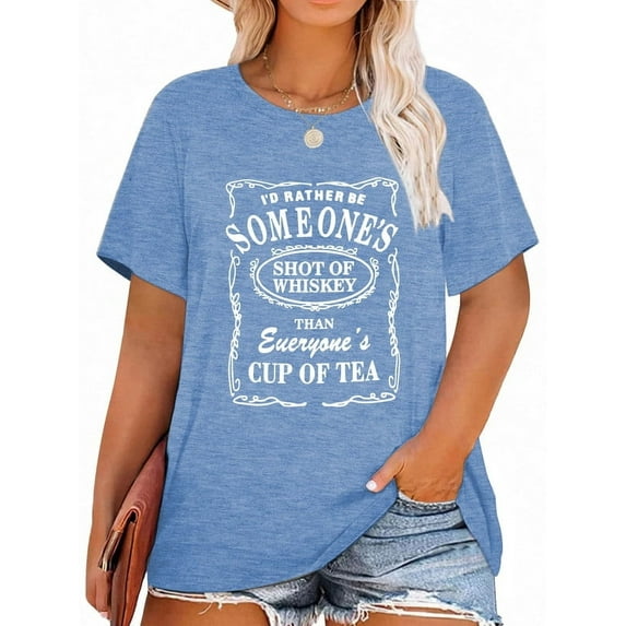 XCHQRTI Womens Music Plus Size Tshirt Graphic Smooth As Tennessee Whiskey Oversized Tops Short Sleeve Tshirt