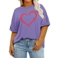 thumbnail image 1 of XCHQRTI Womens Oversized Love Shirt Half Sleeve Summer Tee Graphic Valentine's Day Plus Tops, 1 of 7
