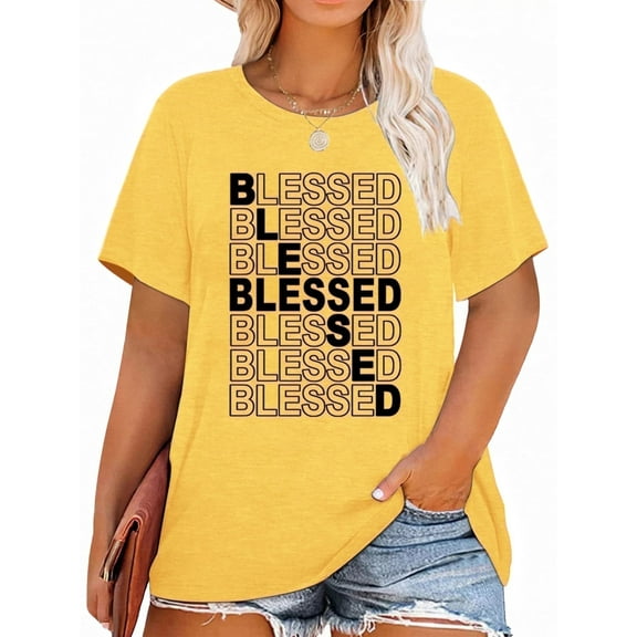 XCHQRTI Womens Plus Size Graphic Tees Faith T-Shirts Christian Tshirt Casual Short Sleeve Tops