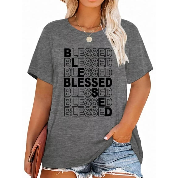 XCHQRTI Womens Plus Size Graphic Tees Faith T-Shirts Christian Tshirt Casual Short Sleeve Tops