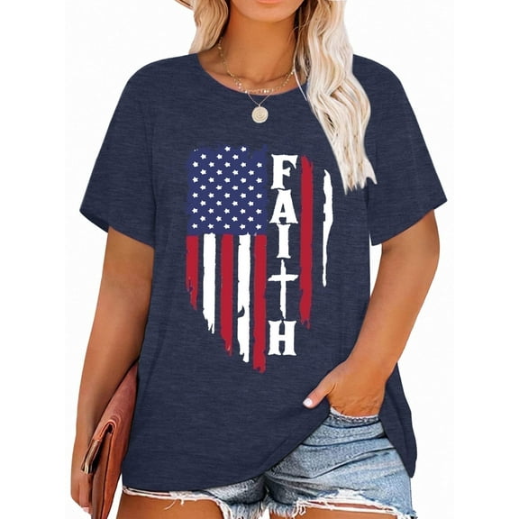 XCHQRTI Womens Plus Size Graphic Tees Faith T-Shirts Christian Tshirt Casual Short Sleeve Tops