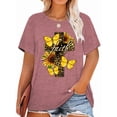 thumbnail image 1 of XCHQRTI Womens Plus Size Summer Sunset Graphic Tees Faith T-Shirts Christian Oversized Short Sleeve Tops, 1 of 9