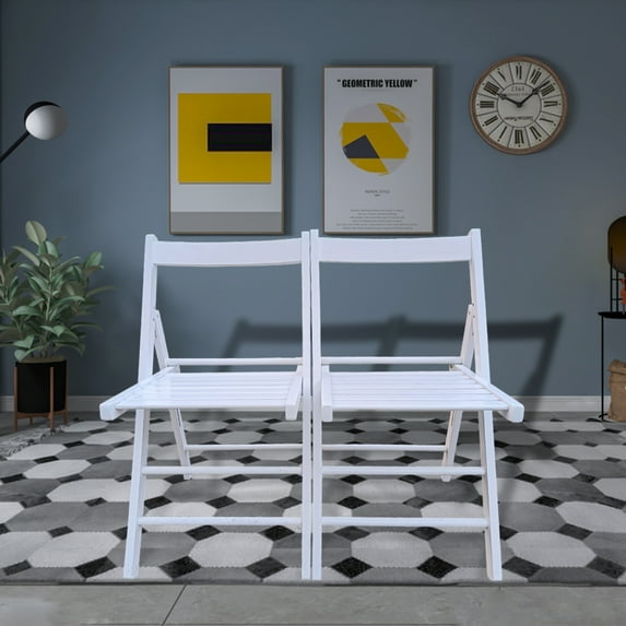 XCJDILAO Slatted Wood Folding Special Event Chair - Set of 4 FOLDABLE STYLE
