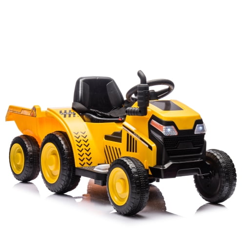 XCLOUD 12V Ride On Tractor with Trailer, Ground Loader W/Remote Control