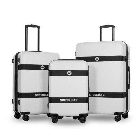 XCLOUD Luggage Sets 3 Piece Expandable Hardshell, PC+ABS Durable Suitcase Sets(20/24/28), Double Wheels TSA Lock, Scratch-Resistant Surface, White