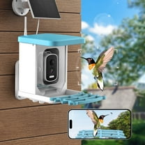 XCLOUD Smart Automatic Bird Feeder with AI Species Identification and 5W Solar Panel, Blue