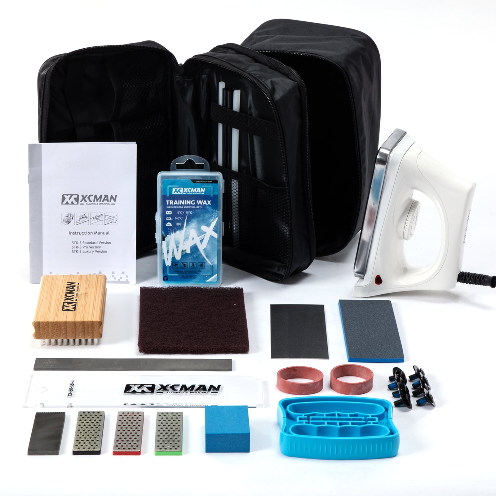XCMAN Complete Ski Snowboard Tuning Waxing Combo Kit with Waxing Iron