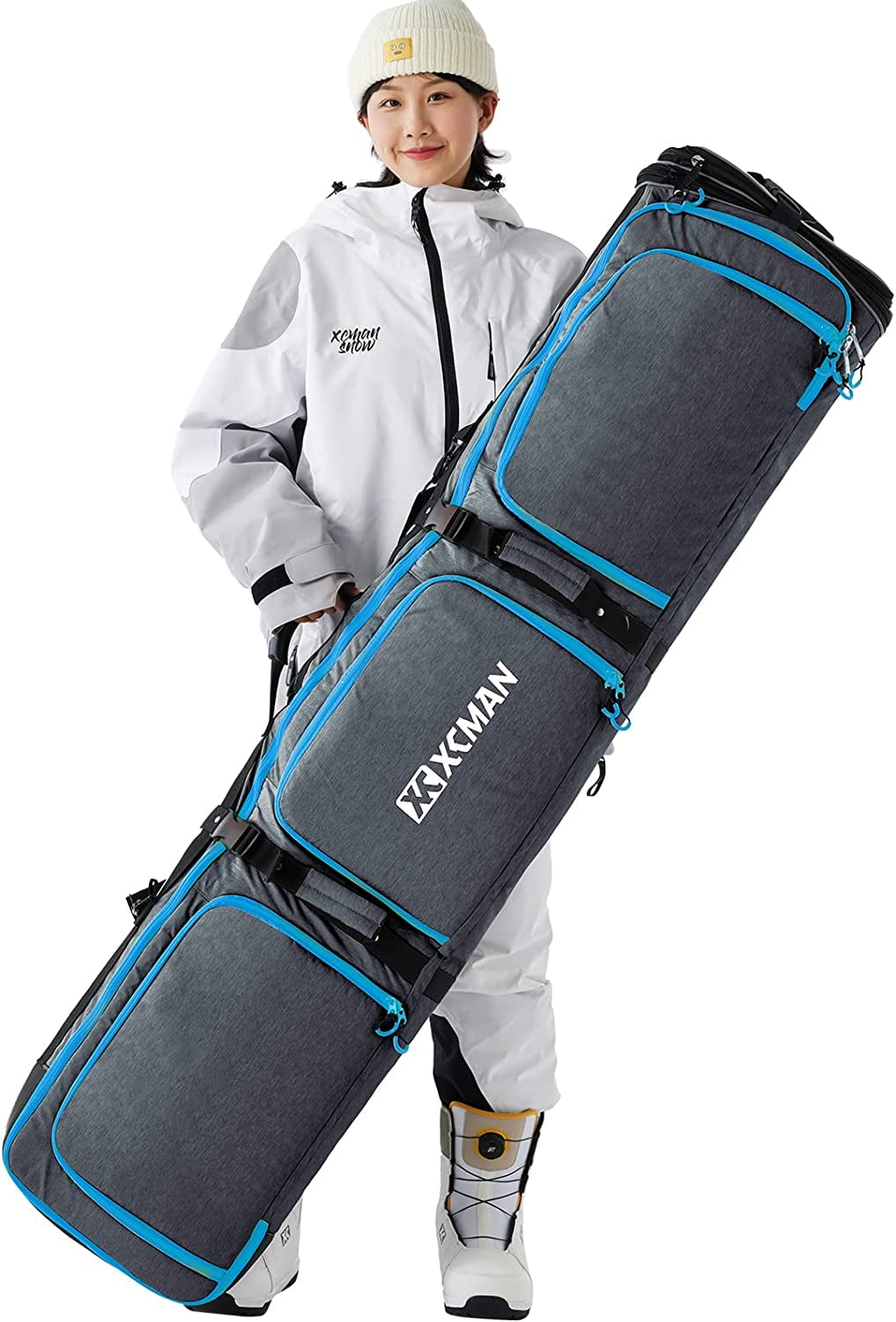XCMAN Borsa Per Snowboard Regolabile - Trasporta Tavola, Scarponi E Accessori In Tutta Sicurezza! 160-190cm - Foto 5