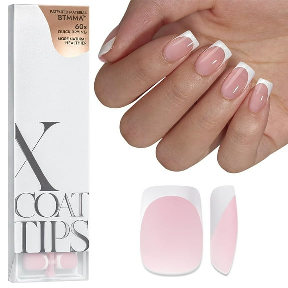 XCOATTIPS French Tip Nails - Short Press On Nails, 160 Pcs Pink Square Soft Gel Nail Tips Pre-applied Tip Primer & Base Coat, No Need File False Nails for Gift, 16 Sizes Pink 0.01 Fl Oz (Pack of