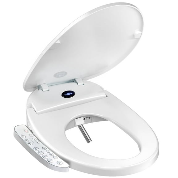 XCQQ Electric Heated Bidet Toilet Seat with Warm Water Wash,Warm Air Dryer,Soft Close Lid, Night Light,LED Display,with Bidet Requires Outlet,Elongated