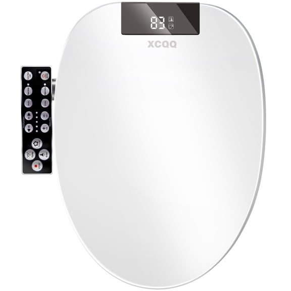XCQQ Electric Heated Bidet Toilet Seat with Warm Water Wash,Warm Air Dryer,Soft Close Lid, Night Light,LED Display,with Bidet Requires Outlet,Elongated