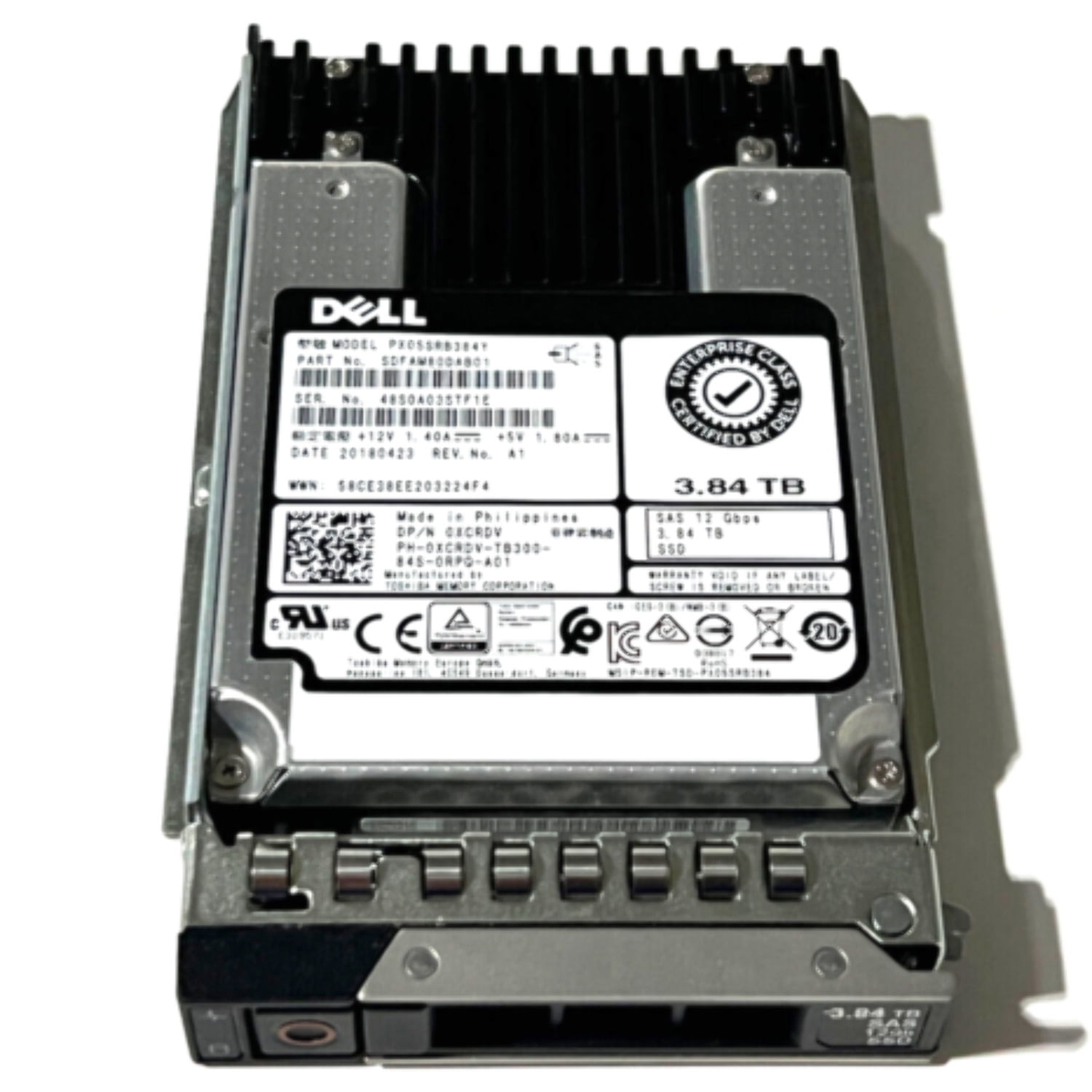 XCRDV DELL TOSHIBA 3.84TB 2.5 12GBPS SAS SSD PX05SRB384Y 0XCRDV