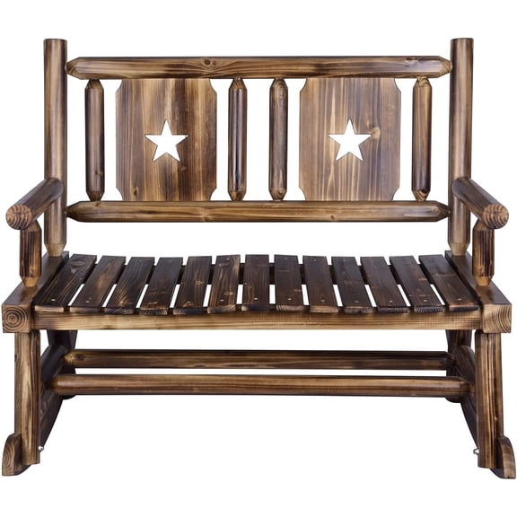 XCSOURCE Outdoor Rocking , Wooden Double Outdoor Patio Rocker Chair for 2 Persons, Rustic Log Porch for Farmhouse Decoration (Brown)