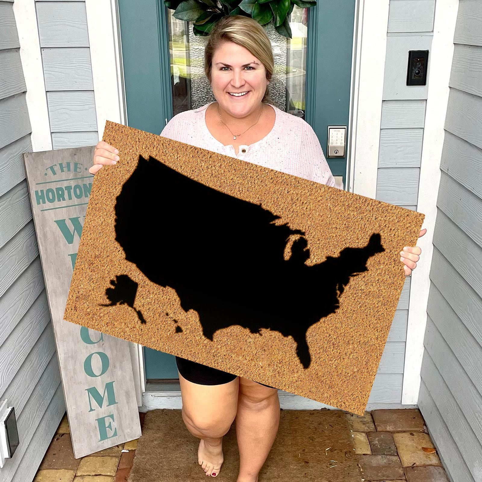 XCVBTZQG United States Map Silhouette Mat July 4th Independence