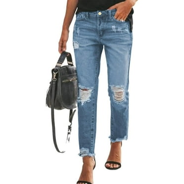 XCYIXU Women's Jeans Stretchy Ripped Distressed Denim Boyfriend Pants
