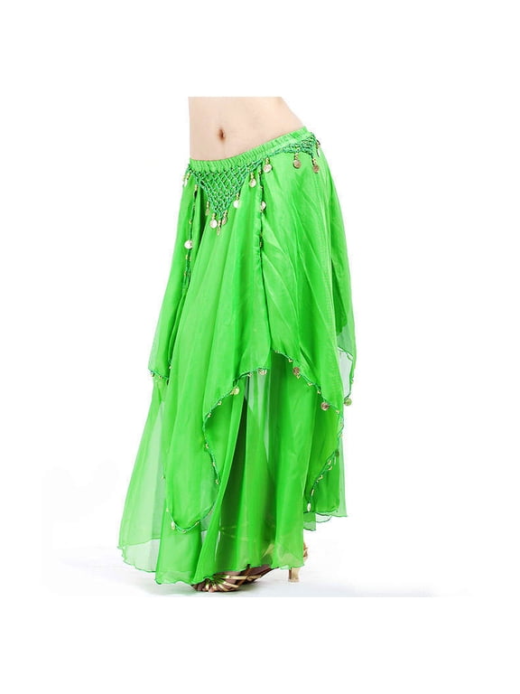 Elastic Waist Belly Dance Skirt with Coins (Women's)