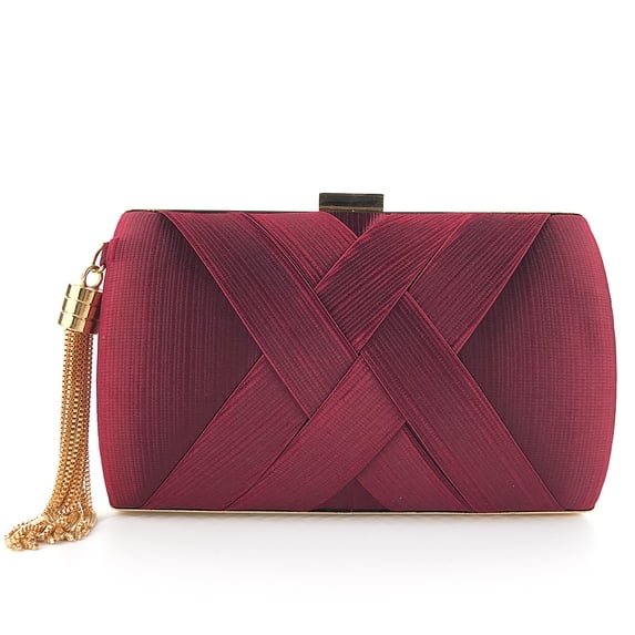 XChangeFun Women's Simulated Silk Stripes Evening Handbags Piece Set, Red, 1-Piece