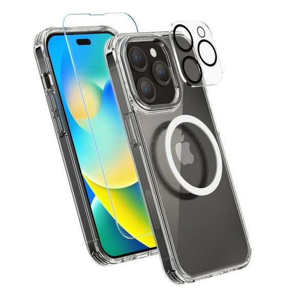 XClear (6 in 1 Bundle) For iPhone 14 Pro: 3 Pack Screen Protector & 2 Pack Camera Lens Protector & 1pc Clear Case - Clear