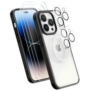 XClear 6 in 1 Bundle for iPhone 14 Pro Max 3-Pack Screen Protector & 2 Pack Camera Lens Protector & 1pc Clear Case - Black