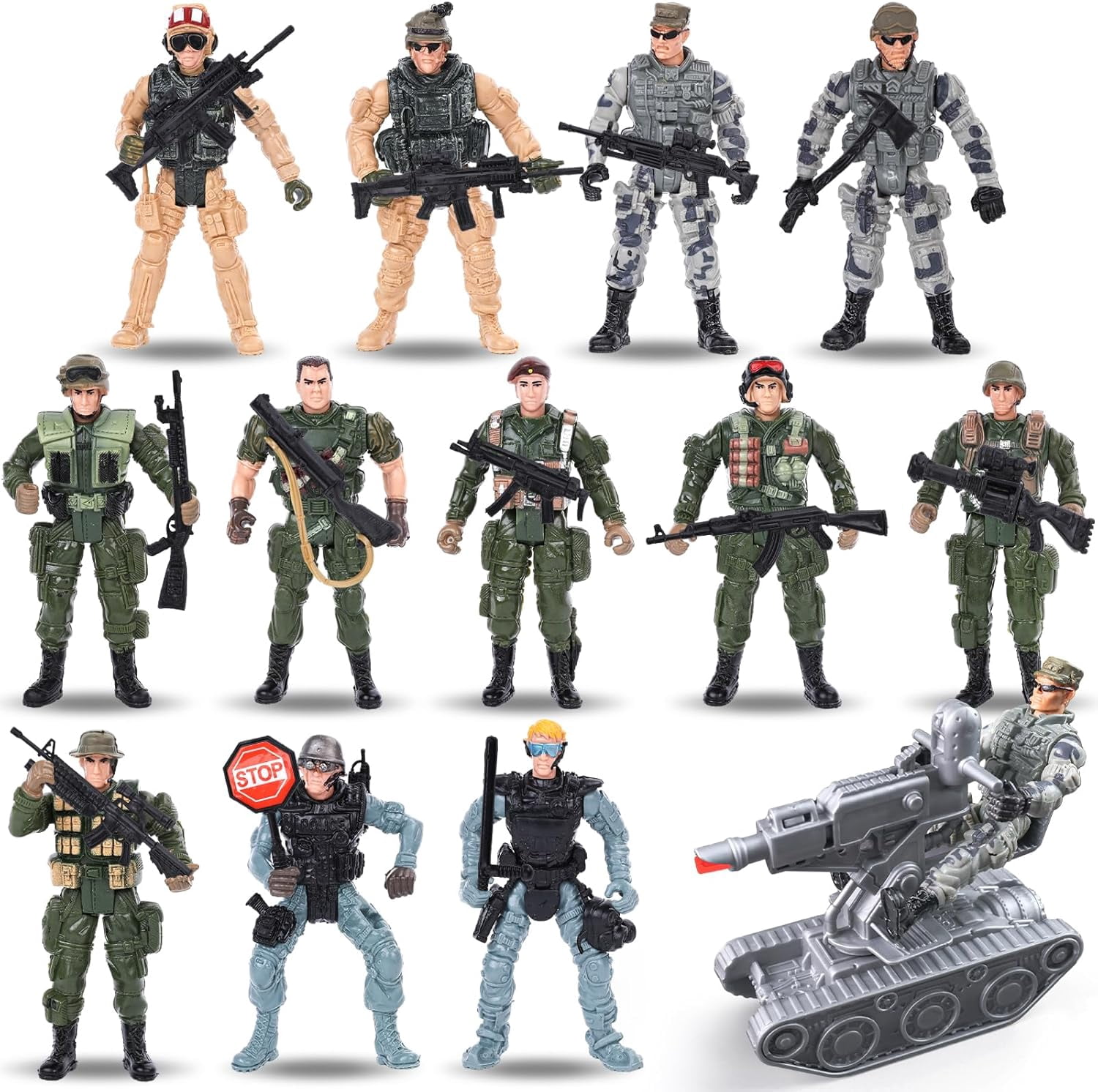 XD-13PCS Army Men Action Figures, with Military Weapons Accessories ...