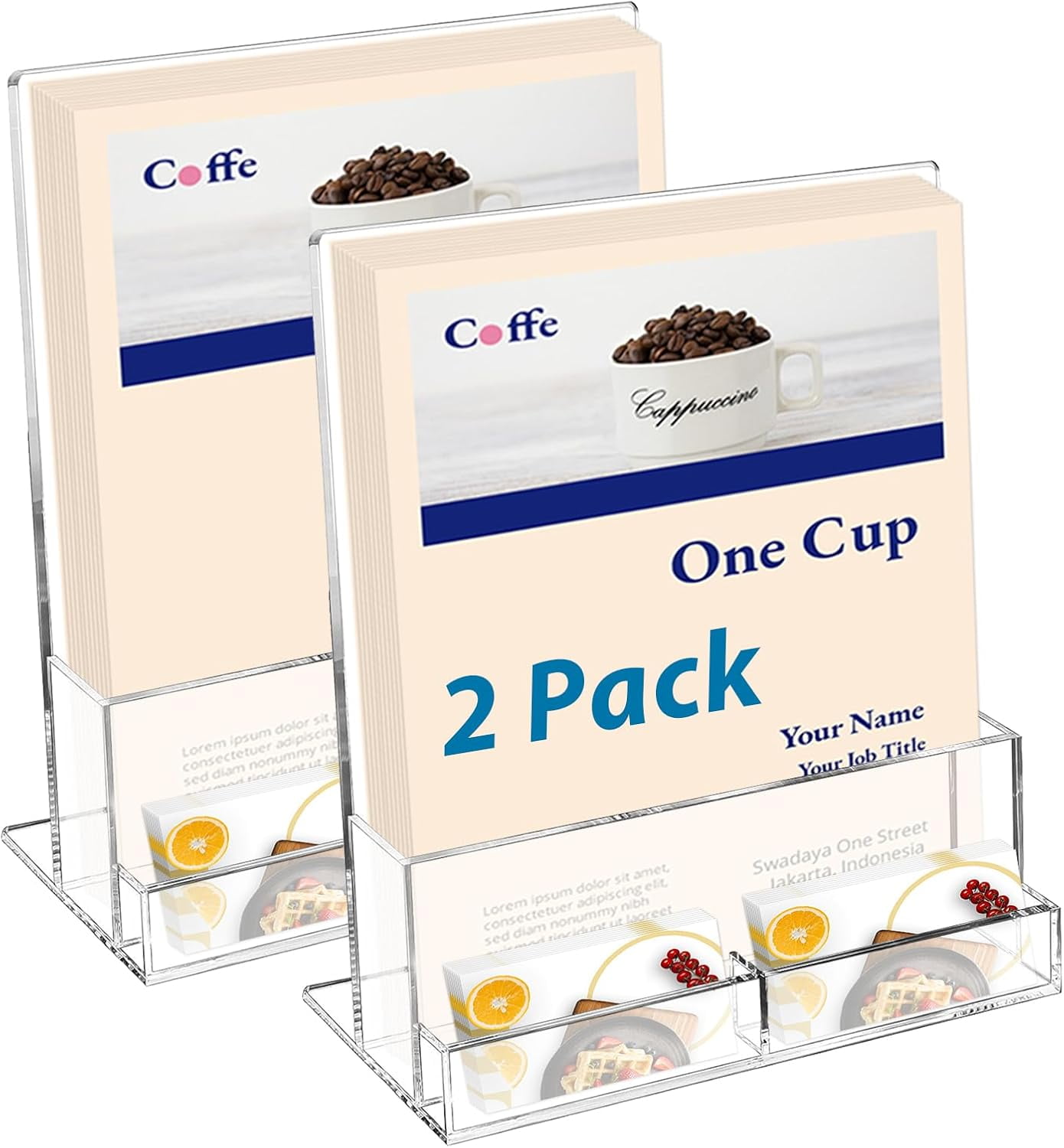 XD2 Pack Acrylic Brochure Holder with Business Card Holder 8.5 x 11