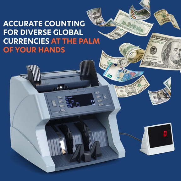 cbehtwi XD-500 Mixed Denomination Bill Counter  UV/MG/IR Counterfeit Detection LCD Display for USD & Euro